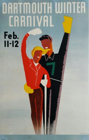 Affiche originale ski Dartmouth winter carnival February 11-12 Armsheimer